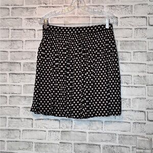 J.Crew Polka Dot Black and White Skirt with pleats feels like silk zipper sz 14‎